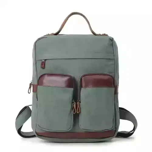 Premium Canvas Backpack with PU Leather Accents for Everyday Use